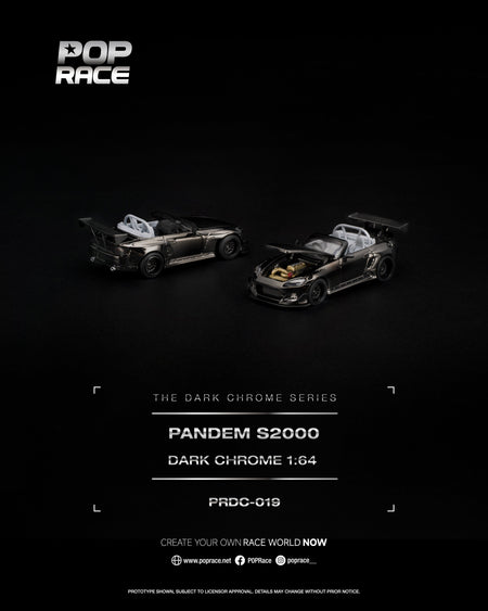 (Pre-order) POP RACE PANDEM S2000 DARK CHROME Opening Front Model Car PRDC019