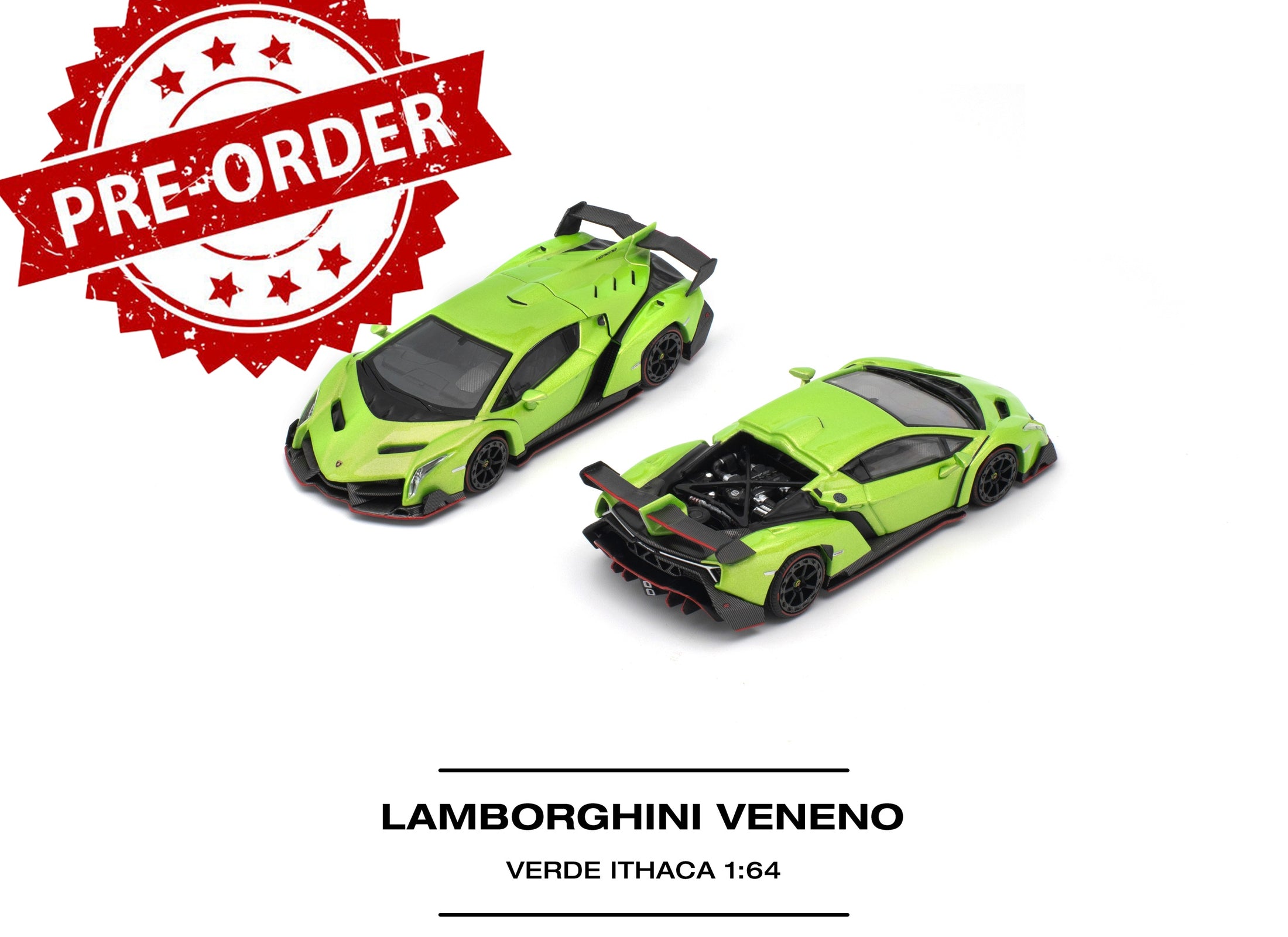 (Pre-order) POP RACE LAMBORGHINI VENENO VERDE ITHACA Diecast Model Car #PR640532
