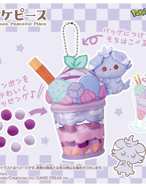 Load image into Gallery viewer, Takara Tomy Pokemon PokePiece Meowspur Blueberry Parfait Plush Charm
