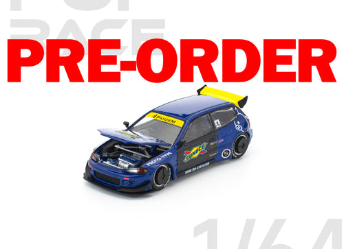 Load image into Gallery viewer, (Pre-order) POPRACE 1/64 PANDEM CIVIC EG6 BLUE/BLACK Diecast Model Car
