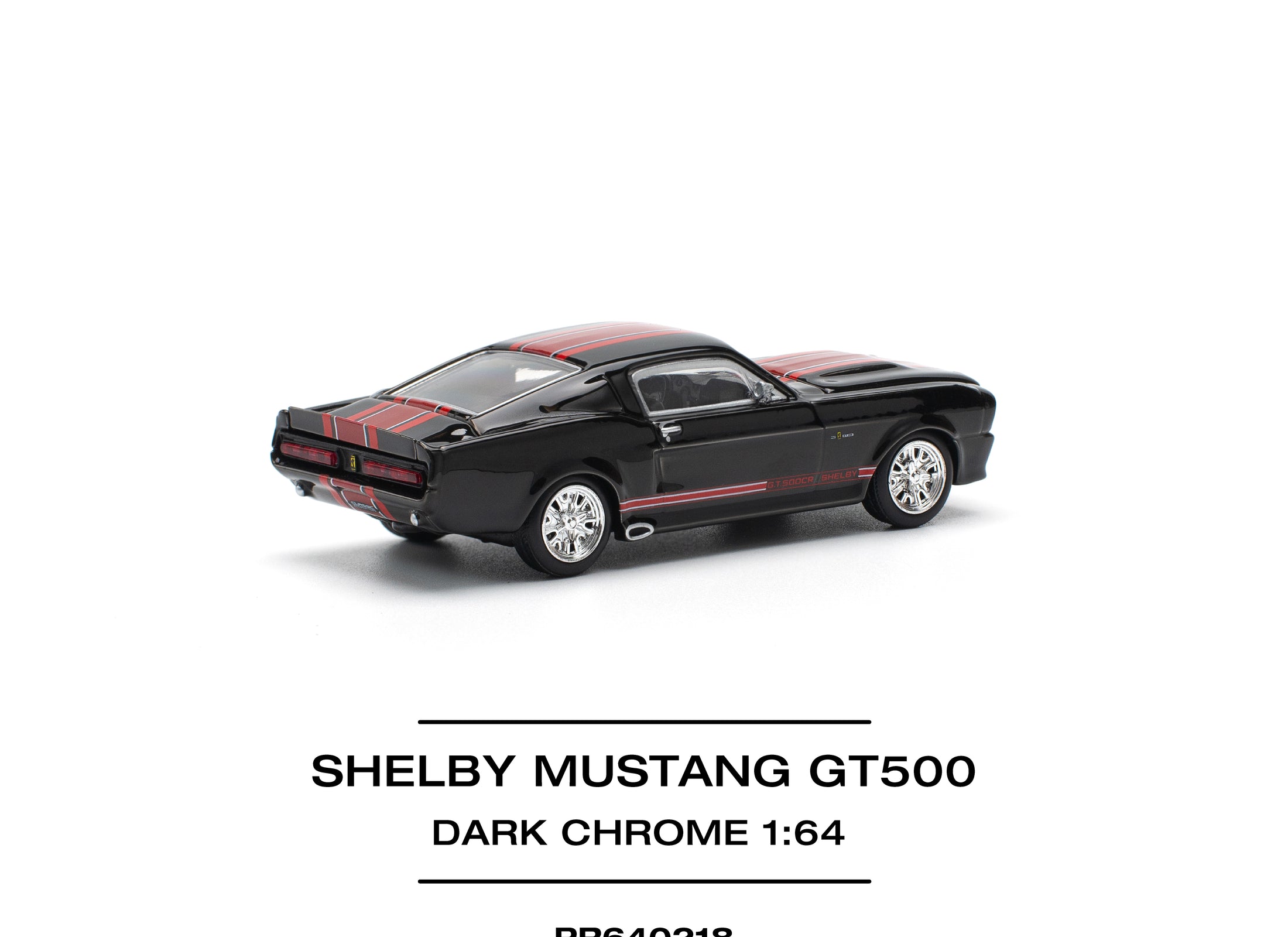 POPRACE 1/64 SHELBY MUSTANG GT500 DARK CHROME Diecast Model Car