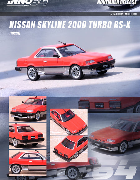 INNO64 1/64 Die-Cast Car - Nissan Skyline 2000 Turbo RS-X (DR30)Red / Silver