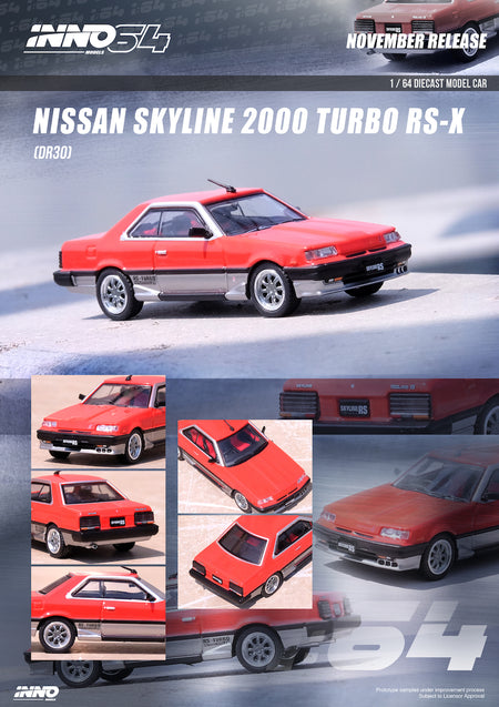 INNO64 1/64 Die-Cast Car - Nissan Skyline 2000 Turbo RS-X (DR30)Red / Silver
