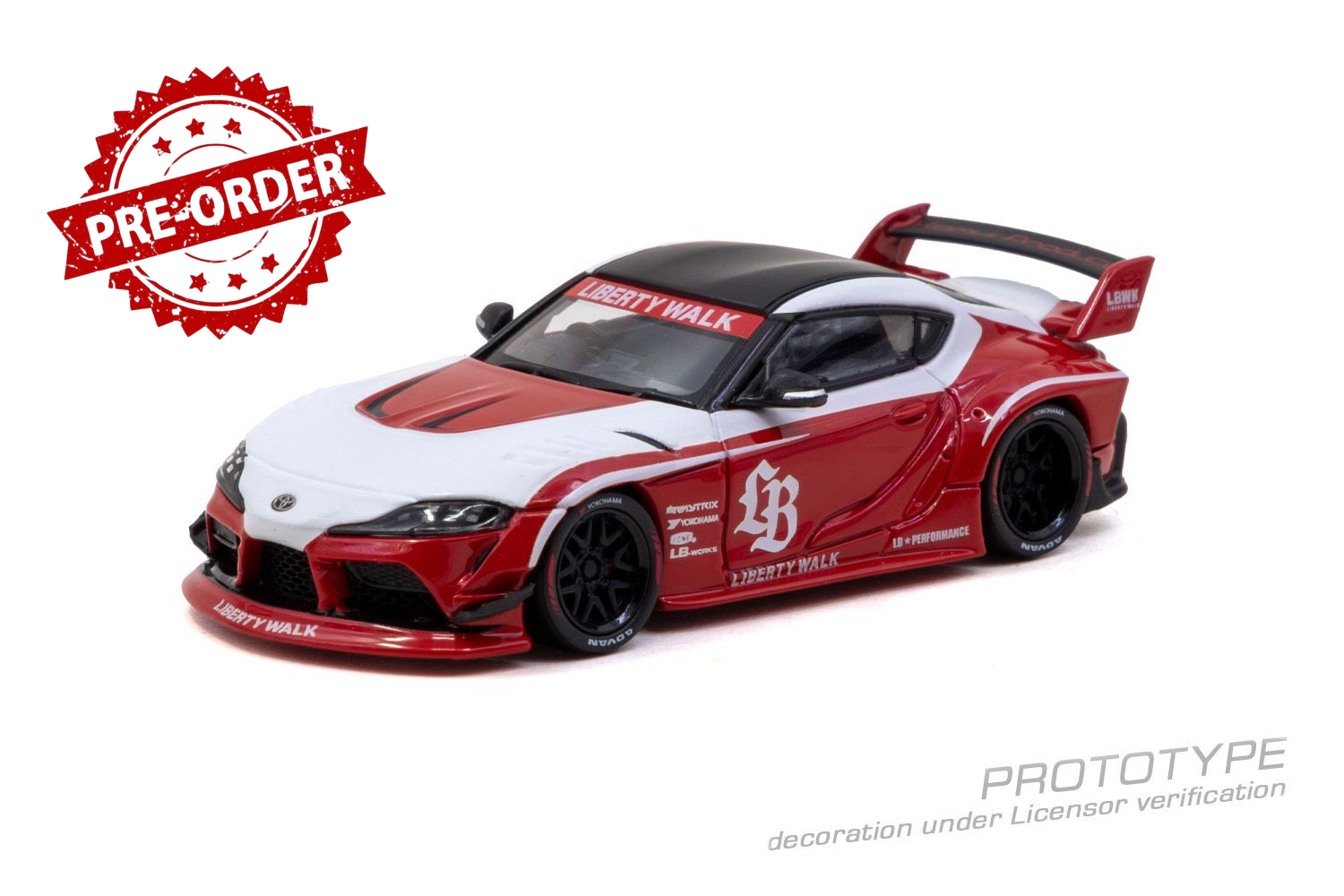 (Pre-order) Tarmac Works 1/64 LB-WORKS TOYOTA SUPRA (A90) Red Diecast Model