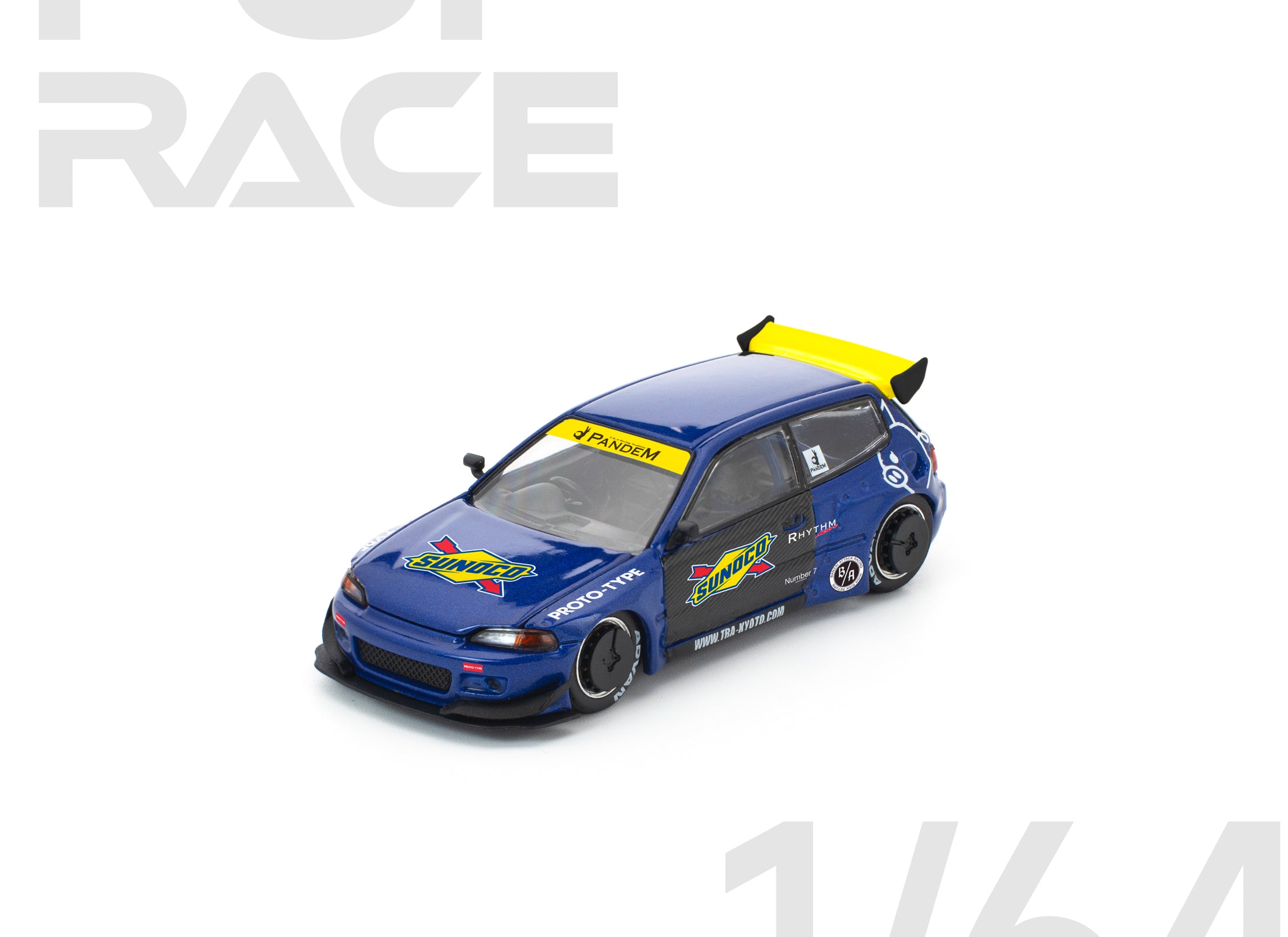 (Pre-order) POPRACE 1/64 PANDEM CIVIC EG6 BLUE/BLACK Diecast Model Car