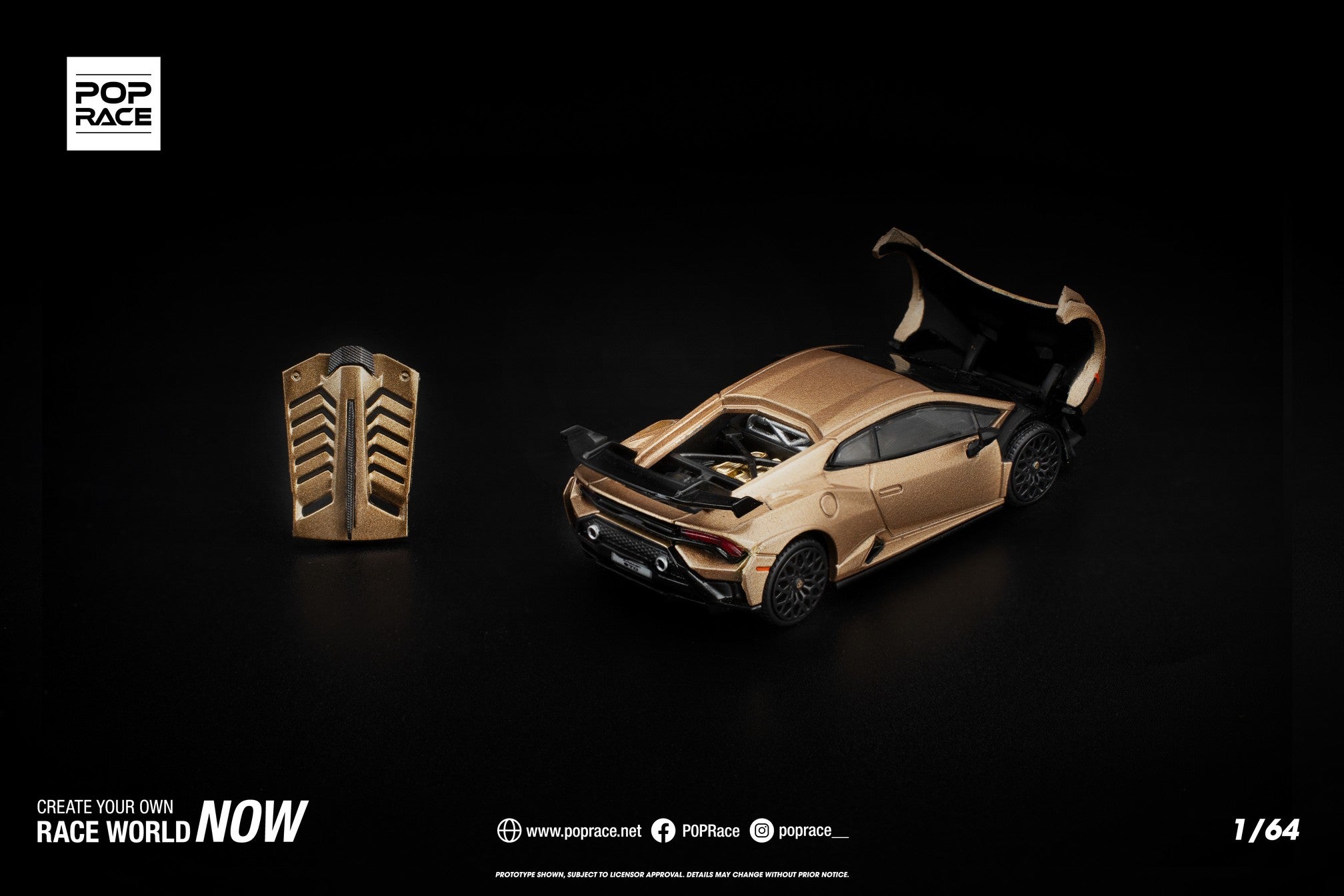 (Pre-order) POPRACE 1/64 LAMBORGHINI HURACAN STO MATTE GOLD #PR640413 Model Car