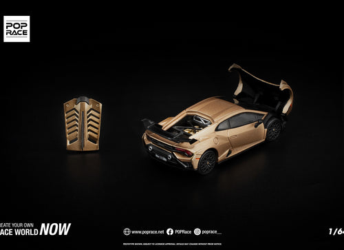 Load image into Gallery viewer, (Pre-order) POPRACE 1/64 LAMBORGHINI HURACAN STO MATTE GOLD #PR640413 Model Car
