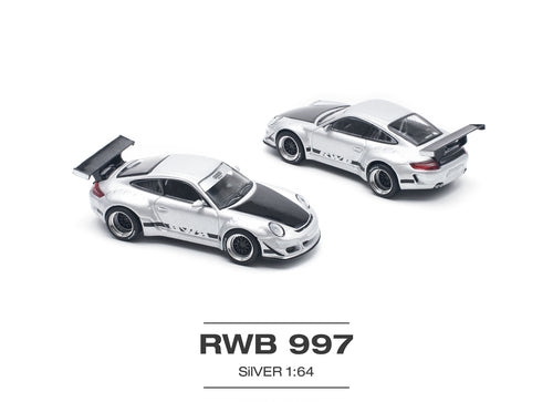 Load image into Gallery viewer, POPRACE 1/64 RWB 997 Silver Diecast Model Car
