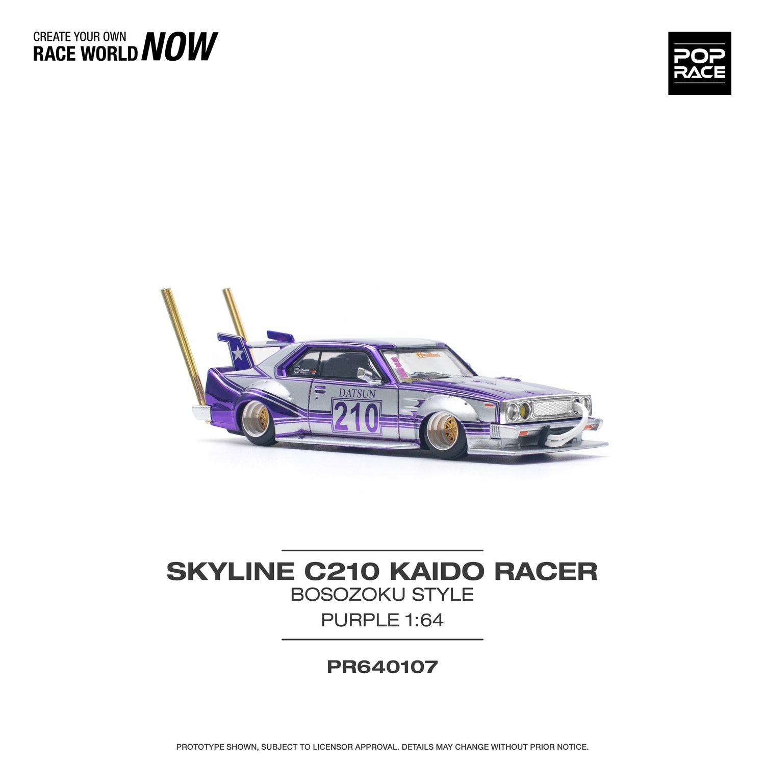 POPRACE 1/64 Skyline C210 Kaido Racer (Bosozoku Style) Purple