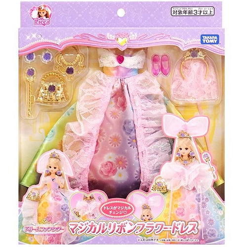 Load image into Gallery viewer, Takara Tomy Licca Chan Doll Dress -Dream Fantasy Magical Ribbon Flower Dress
