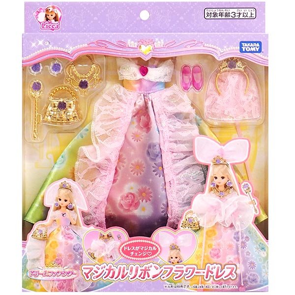 Takara Tomy Licca Chan Doll Dress -Dream Fantasy Magical Ribbon Flower Dress