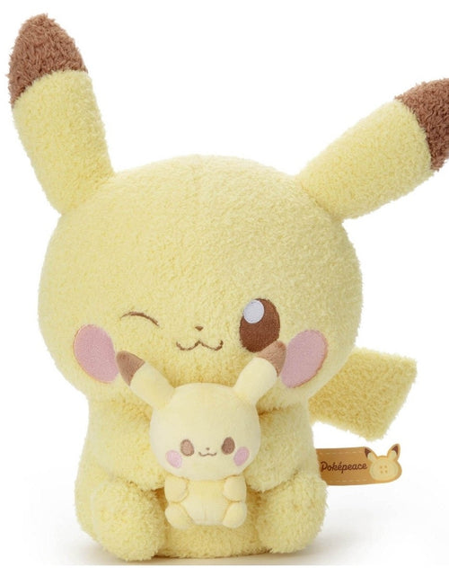 Load image into Gallery viewer, Takara Tomy Pokemon Soft Plush Toy Pokepeace Basic Pikachu with mini Plush Ver
