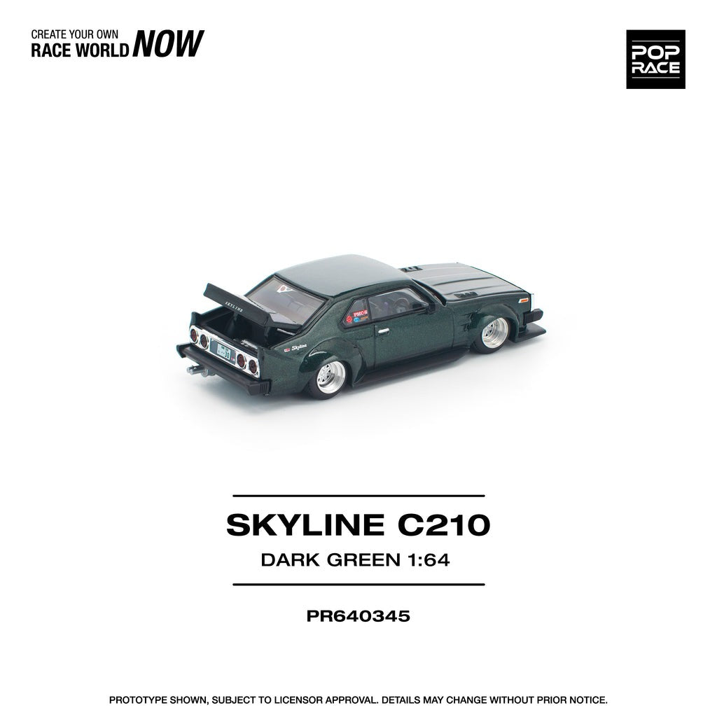 (Pre-order) POPRACE 1/64 SKYLINE C210 DARK GREEN NEW TOOLING Diecast Model Car