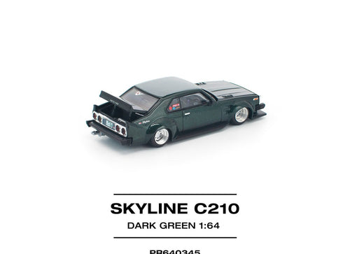 Load image into Gallery viewer, (Pre-order) POPRACE 1/64 SKYLINE C210 DARK GREEN NEW TOOLING Diecast Model Car
