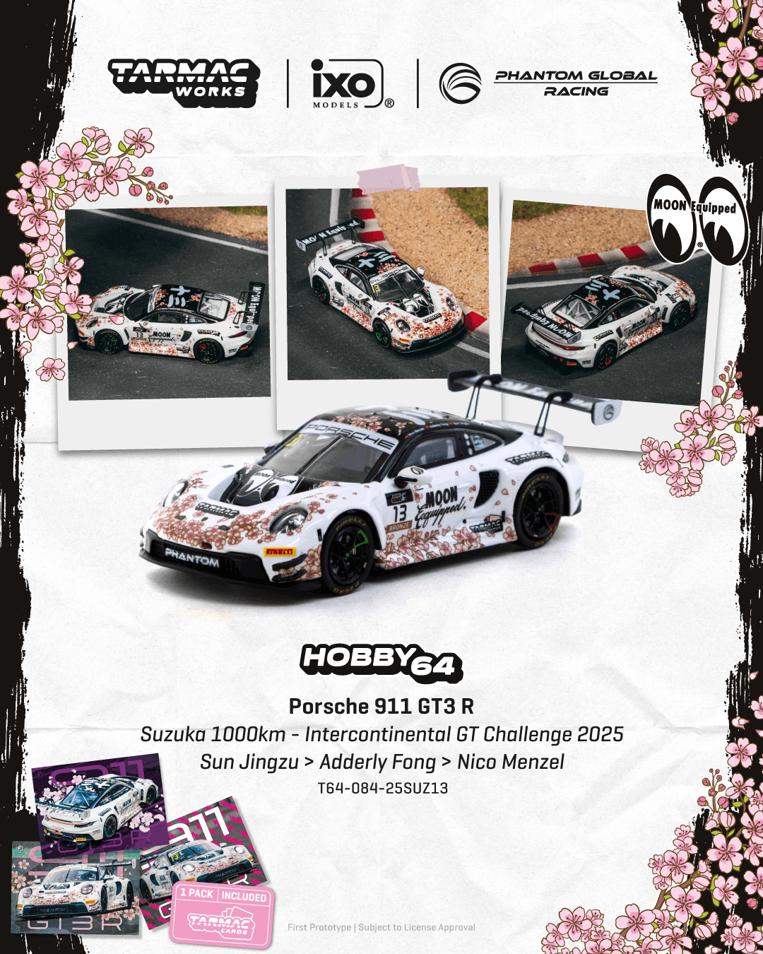 Tarmac Works 1/64 Porsche 911 GT3 R Suzuka 1000km 2025 Phantom Global