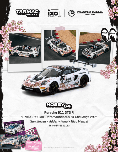 Tarmac Works 1/64 Porsche 911 GT3 R Suzuka 1000km 2025 Phantom Global
