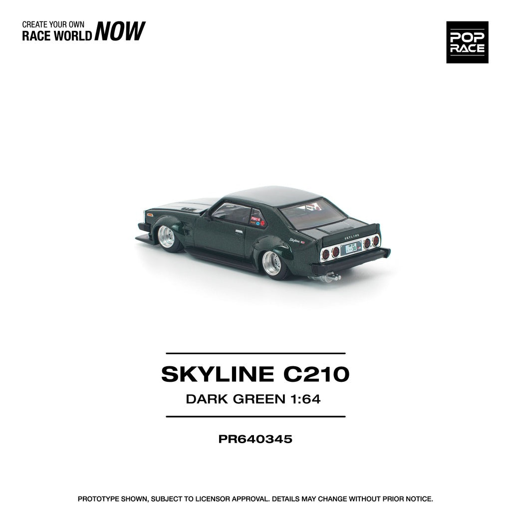 (Pre-order) POPRACE 1/64 SKYLINE C210 DARK GREEN NEW TOOLING Diecast Model Car