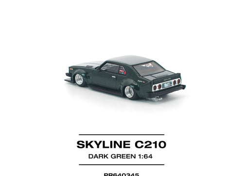 Load image into Gallery viewer, (Pre-order) POPRACE 1/64 SKYLINE C210 DARK GREEN NEW TOOLING Diecast Model Car
