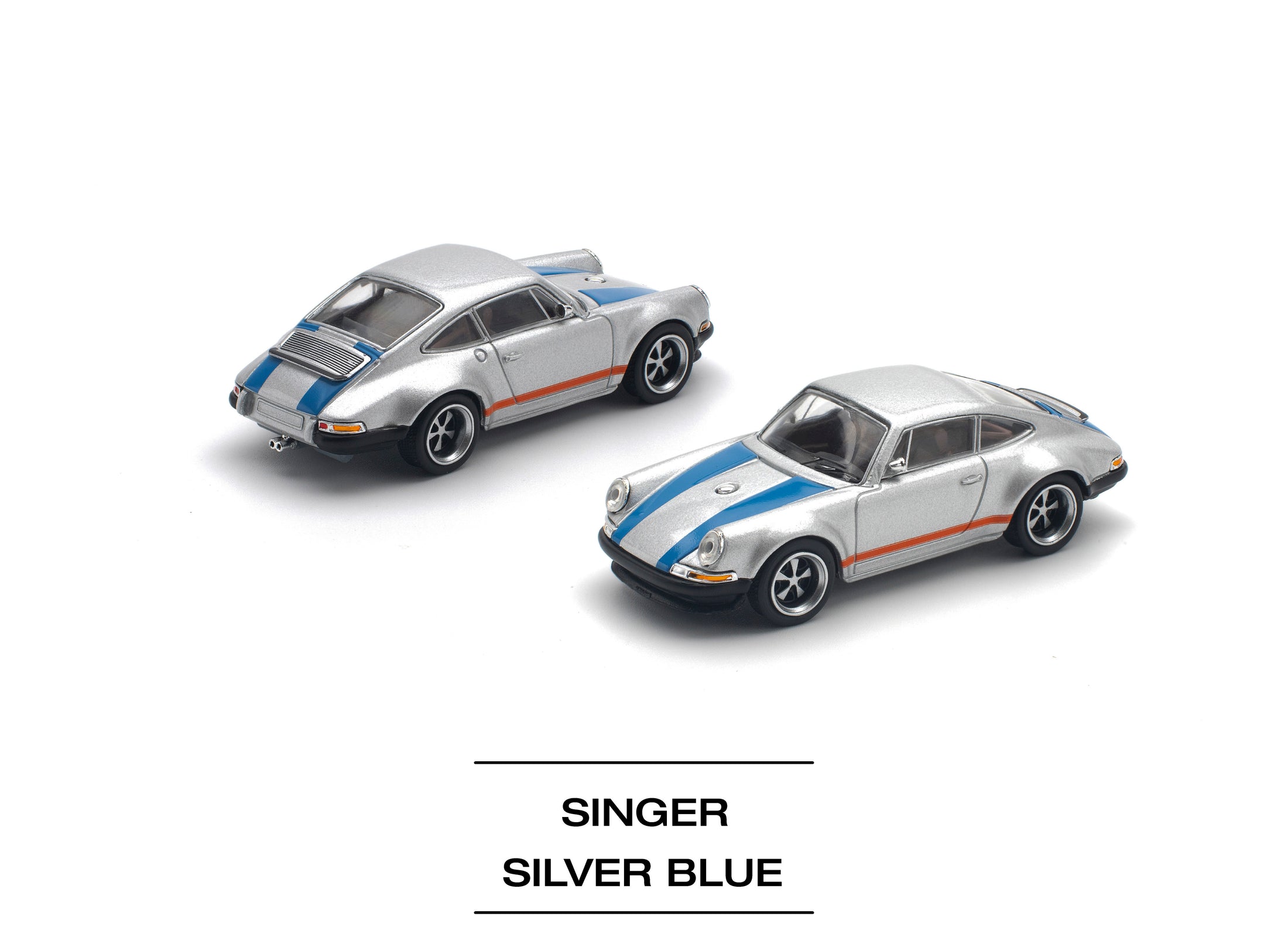 POPRACE 1/64 SINGER SILVER/BLUE Diecast Model Car