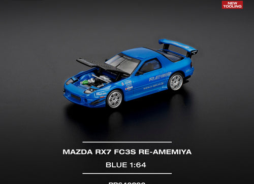 Load image into Gallery viewer, POPRACE 1/64 MAZDA RX7 (FC3S) RE-AMEMIYA RE-AMEMIYA BLUE Model Car
