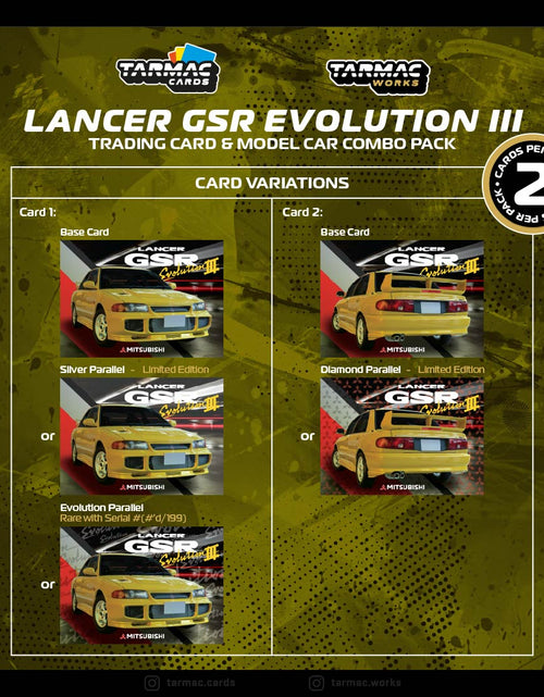 Load image into Gallery viewer, Tarmac Works 1/64 Mitsubishi Lancer GSR Evolution III Yellow Model
