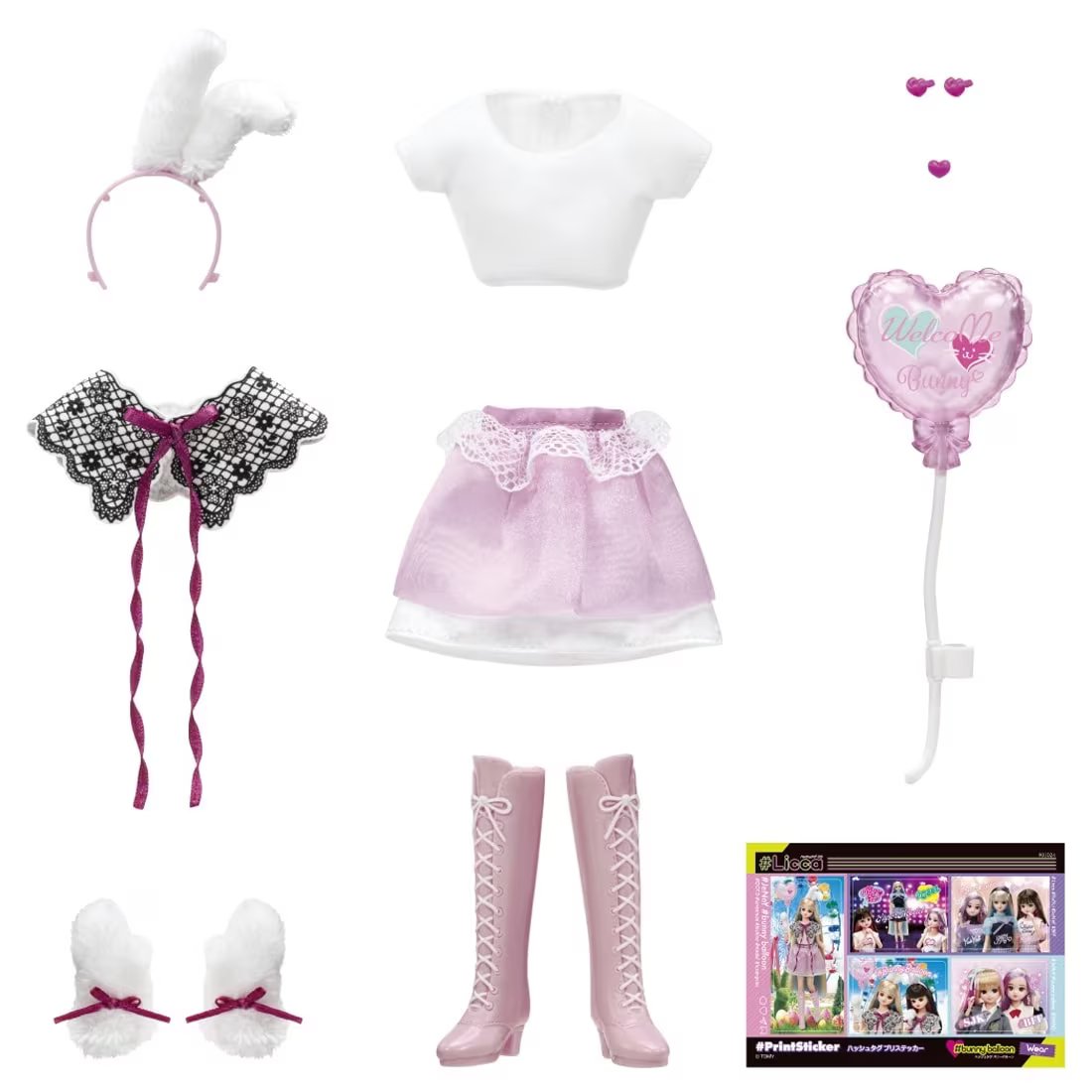 Takara Tomy Licca Chan Doll Dress - #Licca #Bunny Balloon Wear Set (NO DOLL)