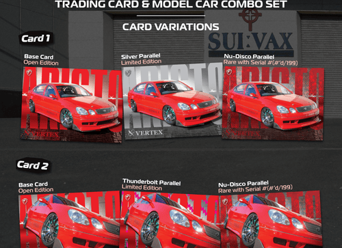 Load image into Gallery viewer, (Pre-order) Tarmac Works 1/64 VERTEX Toyota Aristo JZS161 Red Car+Card Combo Set
