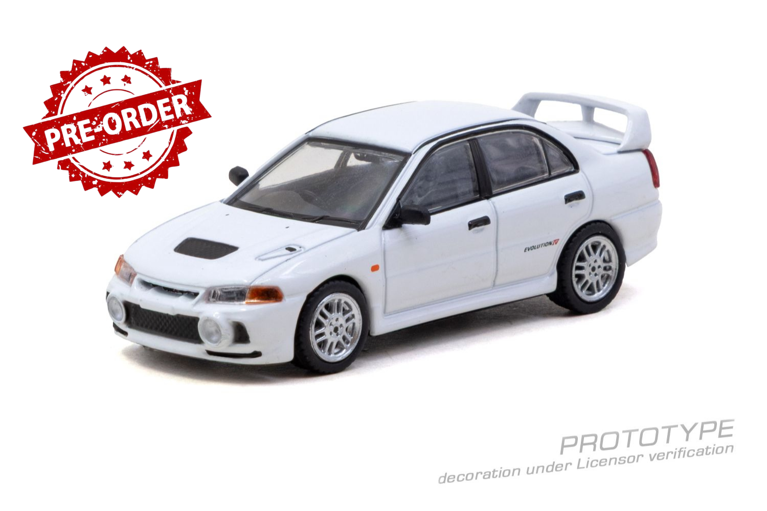 (Pre-order) Tarmac Works 1/64 Mitsubishi Lancer RS Evolution IV White Diecast