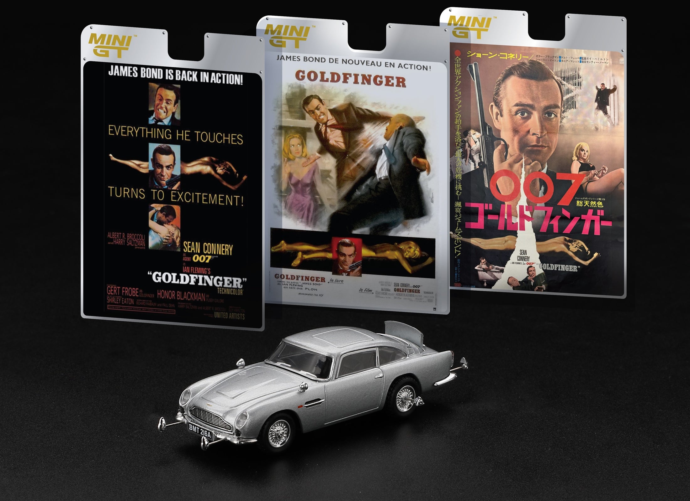 Mini GT #900 1/64 007 Aston Martin DB5 Goldfinger with Poster Cards