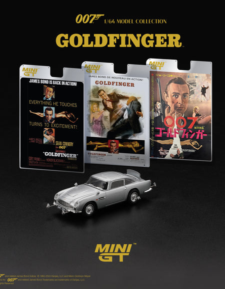 Mini GT #900 1/64 007 Aston Martin DB5 Goldfinger with Poster Cards
