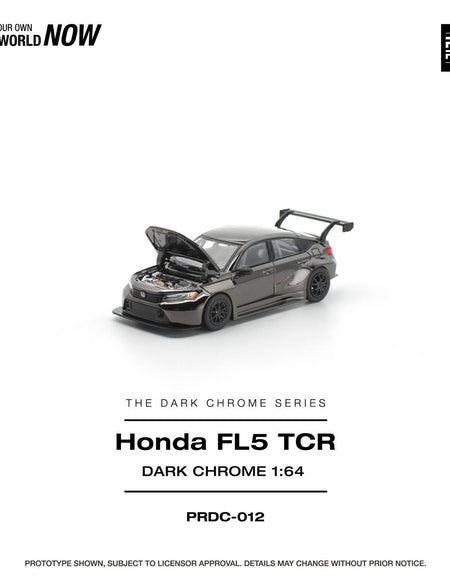 (Pre-order) POP RACE 1/64 HONDA CIVIC FL5 TCR DARK CHROME Diecast Model Car