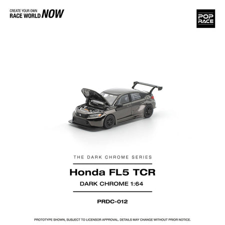 (Pre-order) POP RACE 1/64 HONDA CIVIC FL5 TCR DARK CHROME Diecast Model Car