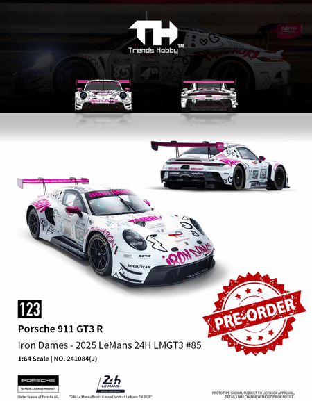 (Pre-order) Trends Hobby 1/64  Diecast Porsche 911 GT3 R LeMan 24H 2025 #85