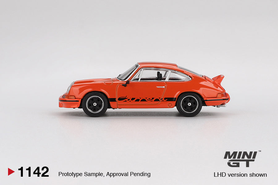 MINI GT #1142 Porsche 911 Carrera RS 2.7 Tangerine Black Livery LHD