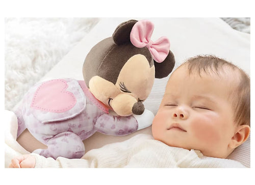 Load image into Gallery viewer, Takara Tomy Disney Baby Gussuri Sleeping w/ Melody Music Minnie Mouse Plush
