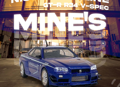 Load image into Gallery viewer, INNO64 MODEL 1/64 NISSAN SKYLINE GT-R (R34) V-SPEC Tuned by "MINE'S"
