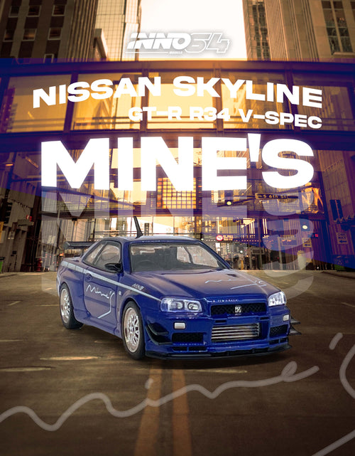 Load image into Gallery viewer, INNO64 MODEL 1/64 NISSAN SKYLINE GT-R (R34) V-SPEC Tuned by &quot;MINE&#39;S&quot;
