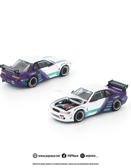 (Pre-order) POPRACE 1/64 PANDEM S13 WHITE PURPLE Diecast Model Car #PR640455