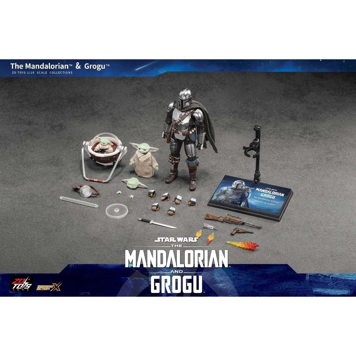 ZD Toys Star Wars Action Figures - The Mandalorian & Grugo Action Figure Set
