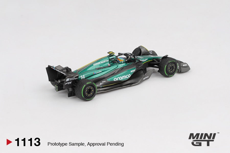 MINI GT #1113 Aston Martin AMR24 #14 Fernando Alonso 2024 F1 2024 GP