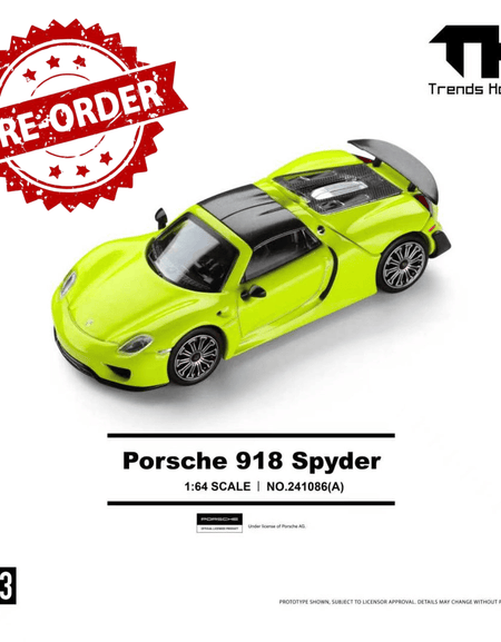 (Pre-order) Trends Hobby 1/64  Diecast Porsche 918 Spyder - Acid Green Model Car