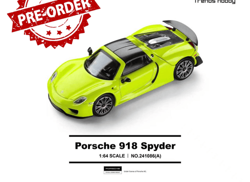 Load image into Gallery viewer, (Pre-order) Trends Hobby 1/64  Diecast Porsche 918 Spyder - Acid Green Model Car
