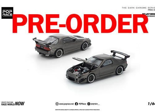 Load image into Gallery viewer, (Pre-order) POPRACE 1/64 MAZDA RX7 FC3S RE-AMEMIYA DARK CHROME Diecast Model Car
