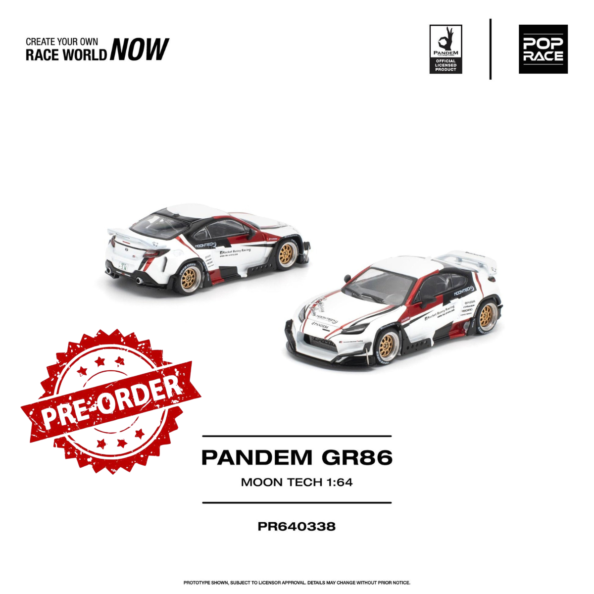 (Pre-order) POPRACE 1/64 - PANDEM Toyota GR 86 Moontech Diecast Model Car