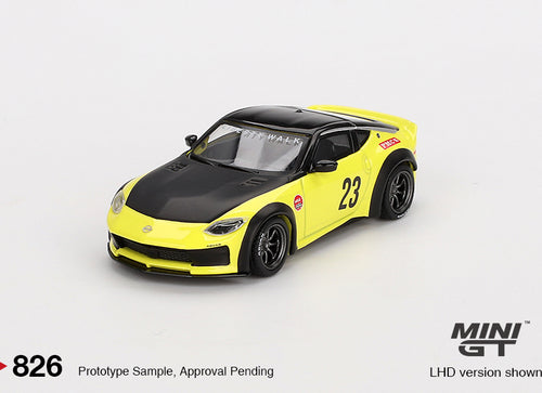 Load image into Gallery viewer, Mini GT #826 Nissan Z LB NATION WORKS Ikazuchi Yellow Model Car RHD
