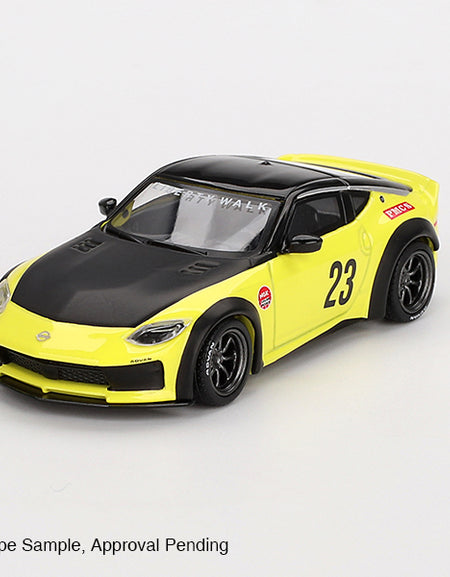 Mini GT #826 Nissan Z LB NATION WORKS Ikazuchi Yellow Model Car LHD