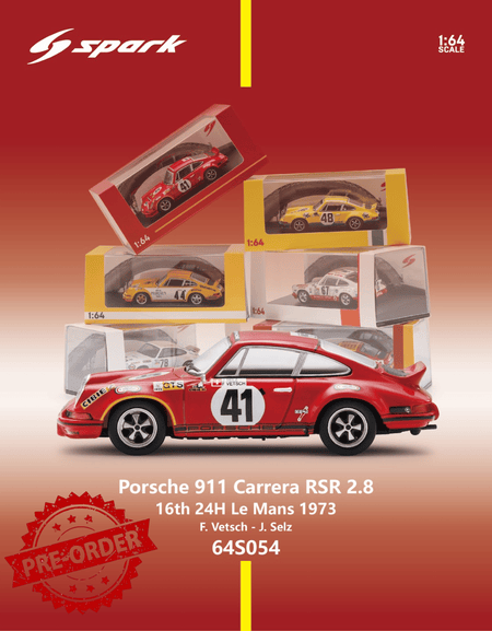 (Pre-order) Sparky 1/64 - Porsche Carrera RSR 2.8 No.41 16th 24H Le Mans 1973