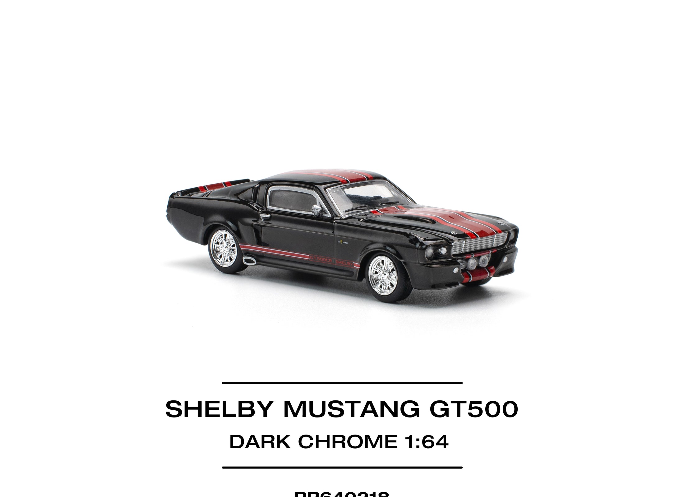 POPRACE 1/64 SHELBY MUSTANG GT500 DARK CHROME Diecast Model Car