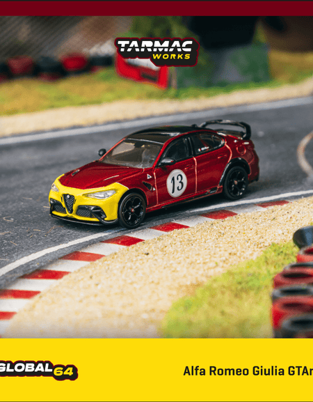 Tarmac Works 1/64 Alfa Romeo Giulia GTAm Red Yellow Diecast Model