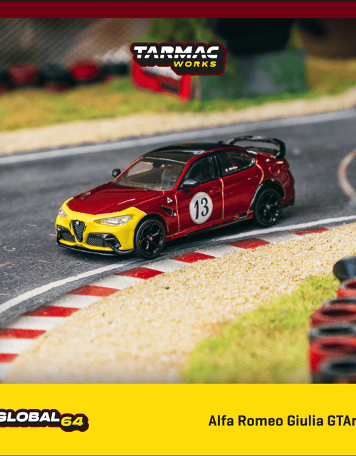 Load image into Gallery viewer, Tarmac Works 1/64 Alfa Romeo Giulia GTAm Red Yellow Diecast Model
